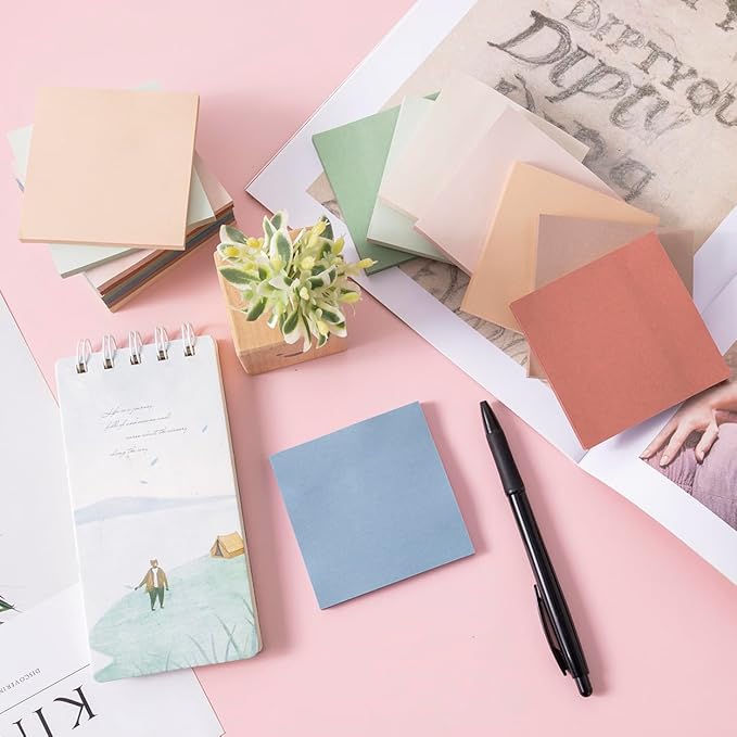 (16 Pack) Sticky Notes 3x3, Vintage Colors, Sticky Pads, Recyclable, Easy to Stick for Home, Office, Notebook