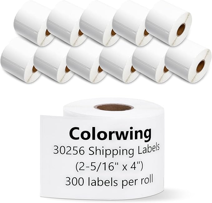 COLORWING a30256 Label Compatible with Dymo 30256 (2-5/16" x 4") LW Large White Shipping Labels 59 mm x 102 mm for Label Writer 450 Twin Turbo and Rollo Printers, 12 Rolls