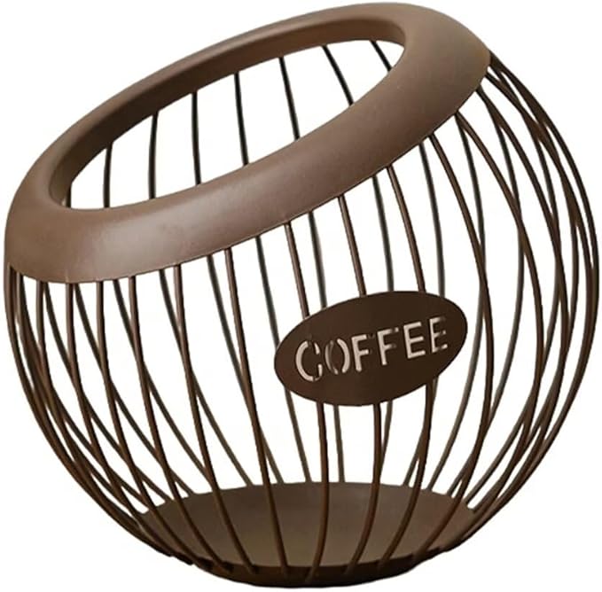 Coffee Pod Holder Large Capacity Coffee Pod Storage Metal Kitchen Countertop Organizer for Home Office Brown A