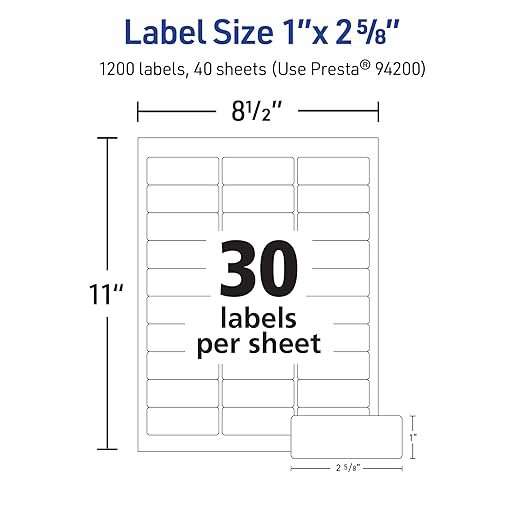 Avery Matte White Rectangle Labels, 1" x 2-5/8" Labels, 1,200 Total, Laser/Inket Printable, Great for Addressing, Product Merchandising, Food & Beverage, and More
