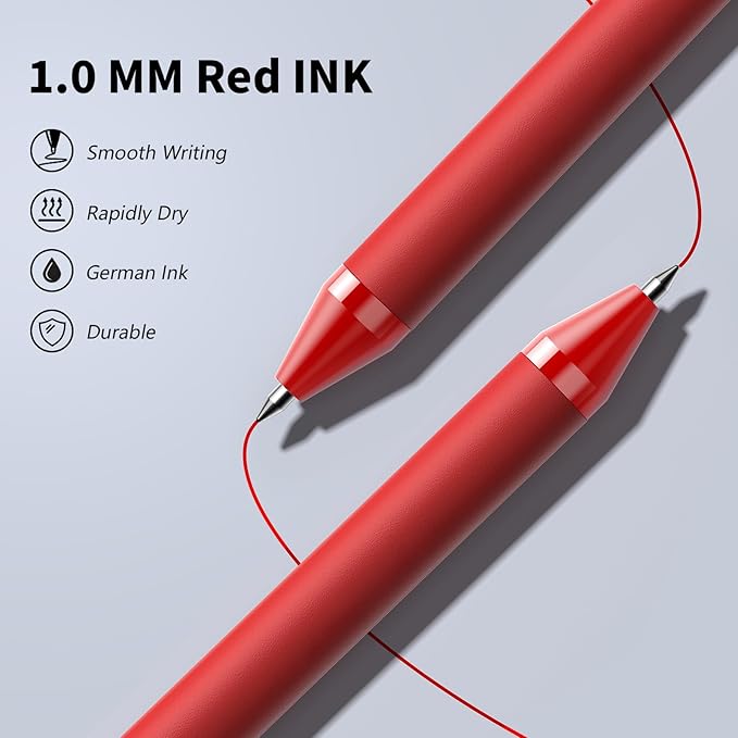 208 Pack Red Pens - Bulk Pens, Medium Point Ballpoint Pens, Smooth Ink, 1.0MM Retractable Click Pen for Waitress, Server, Office Red Ink