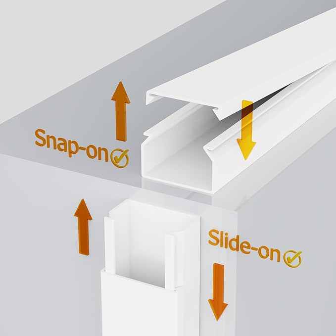 Cord Hider, Wire Cover, Cord Covers Wall Mounted TV, Cable Hider, 157 in Paintable White Raceway Kit, Electrical Cords Concealer, Cable Management, Hide Cords Wall, Wire Molding, Adhesive Channel