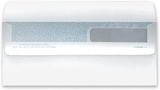 NextDayLabels #9 Double Window Check Envelopes - 100 Pack Ready-Seal Security Tinted Envelopes for QuickBooks, Sage 100, Blackbaud Checks - Self-Sealing Laser-Compatible - Made in USA