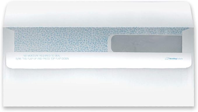 NextDayLabels - Double Window SELF SEAL Security Check Envelopes - Compatible with QuickBooks and Other Checks, Box of 500