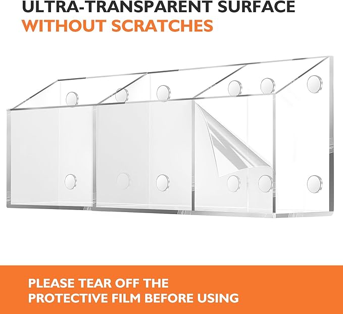 Ameceres Magnetic Pen Holder Classroom Organization Acrylic Marker Holder for Whiteboard Refrigerator Locker Accessories Pencil Dry Erase Marker Basket (3 Compartments * 1)