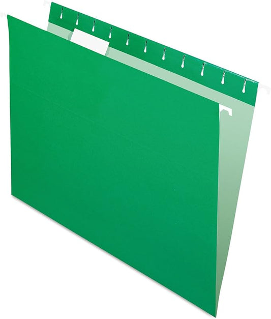 Pendaflex Recycled Hanging Folders, Letter Size, Bright Green, 1/5 Cut, 25/BX (81610)