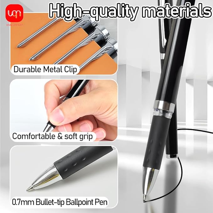 0.7mm Gel Pens, 12pcs Quick Drying Smooth Writing Black Ink Pens, Ballpoint Pens for Journaling, Drawing, Note-Taking, Office School Supplies, Gifts.