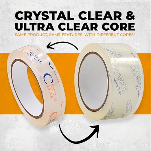 WOD CST22CC Crystal Clear See-Through Packing Tape – 1.5 inch x 110 yds. for Carton Sealing Mailing, Shipping, and Protection, Label Covering, Lamination, and Outdoor Uses.
