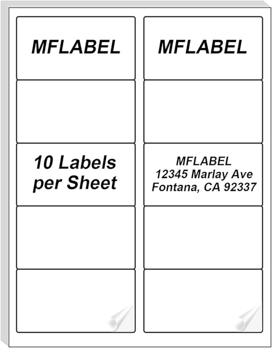 MFLABEL 2x4 Shipping Labels - 500 Adhesive Address Labels for Laser/Inkjet Printer, 50 Sheets FBA Labels, 10-UP Matte White Stickers for Packages, Mail, FBA & Shipping Boxes