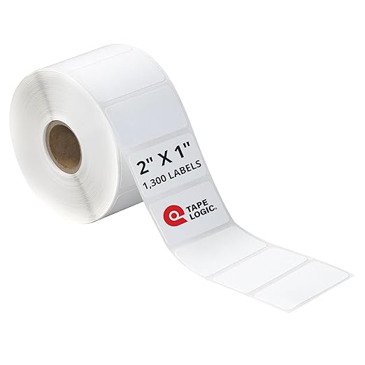 Tape Logic Direct Thermal Shipping Labels - 2x1 Label Roll (1,300 Labels) | Perforated, Commercial Grade, for Thermal Printer - Perfect for Shipping & Mailing