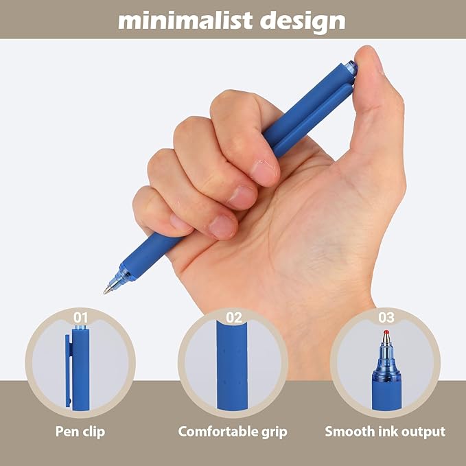 WY WENYUAN Pens Bulk, 30-Pack Black & Red & Blue Ballpoint Pens (1.0mm Medium Point) - Smooth Writing No-Smear Click-Type Bulk Pens for School,Corporate,Journals