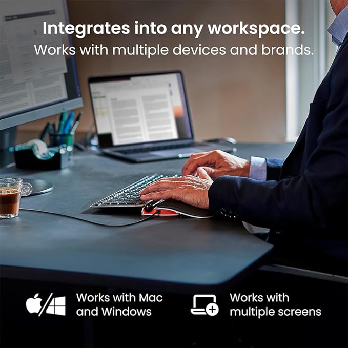 Contour RollerMouse Red Ergonomic Mouse for Shoulder Forearm Wrist Strain Relief for RSI Carpal Tunnel Centered Rollerbar 6 Customizable Buttons 10 Speed Settings Mac/PC Compatible - Wired - Plus