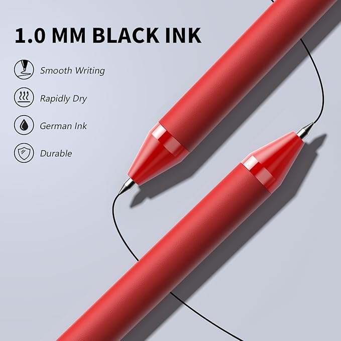 208 Pack Red Pens - Bulk Pens, Medium Point Ballpoint Pens, Smooth Ink, 1.0MM Retractable Click Pen for Waitress, Server, Office Red Ink