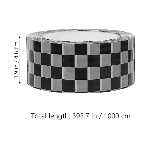 GALPADA Black White Checkered Packing Tape BOPP Strong Adhesive Sealing Tape for Boxes Mailing Packaging DIY Decorative Vintage Style for Shipping and Wrapping