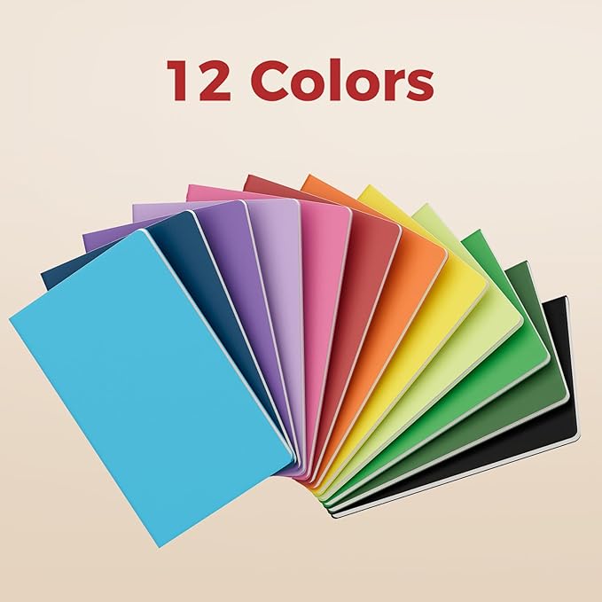12 Pack Colorful Dot Grid Notebook Journals Bulk with Thick Paper, 60 Pages, 8.3x5.5 inch, A5 Size, Writing Subject Notebooks Planner for Student Travelers Office, Travel Journal Set
