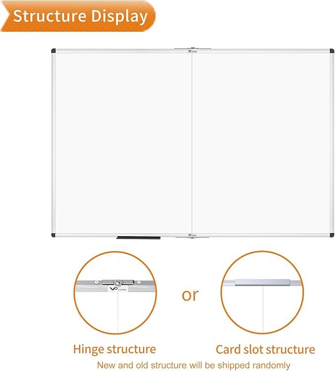 VIZ-PRO Magnetic Dry Erase Board, 60 X 48 Inches, Foldable Wall-Mounted Whiteboard with Silver Aluminum Frame & Marker Tray for School Office and Home 5' X 4'
