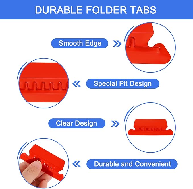 uxcell Hanging File Folder Tabs, 2 Inch Insertable Tabs and Inserts Plastic Clear File Organizer Labels Filing for Folder Quick Identification, Red, 150 Pcs