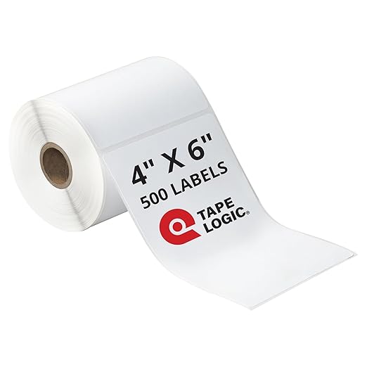 Tape Logic Direct Thermal Shipping Labels - 4x6 Label Roll (500 Labels) | Perforated, Commercial Grade, for Thermal Printer - Perfect for Shipping & Mailing