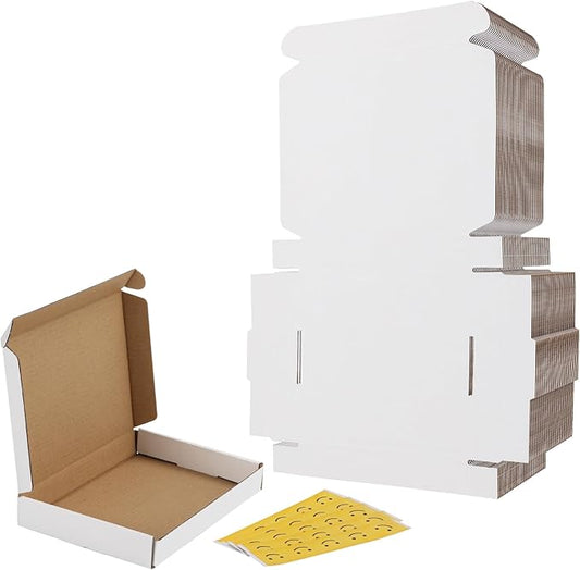 RLAVBL 7x5x1 Shipping Boxes Set of 30, White Corrugated Cardboard Mailer Box for Packing Mailing Small Business
