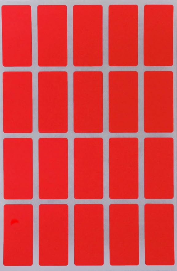 Small Rectangular Label Stickers 1.57 inch x 0.75 inch - 2160 Pack, Neon Red Color-Coding Labels (40mm x 19mm)