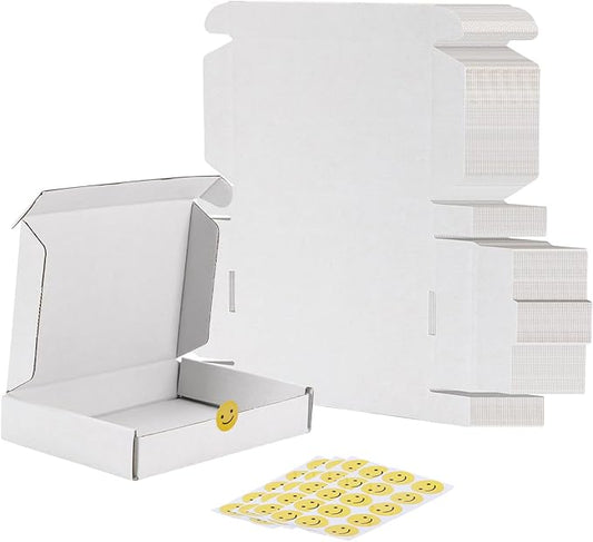 RLAVBL 6x4x1 Shipping Boxes Set of 50, White Corrugated Cardboard Box for Packing, Mailing, Business