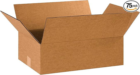 Partners Brand 18x12x6 Corrugated Cardboard Boxes, 18"L x 12"W x 6"H, Pack of 75 | Shipping, Packaging, Moving, Storage Box for Business, Strong Wholesale Bulk Boxes 18x12x6