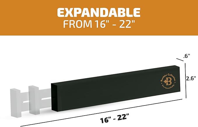 Bambüsi 4 Pack Drawer Dividers - 2.6" High, 16-22" Adjustable Drawer Bamboo Organizers for Clothes, Expandable Dresser Separators in Bedroom/Bathroom/Kitchen/Office Organization and Storage (Black)