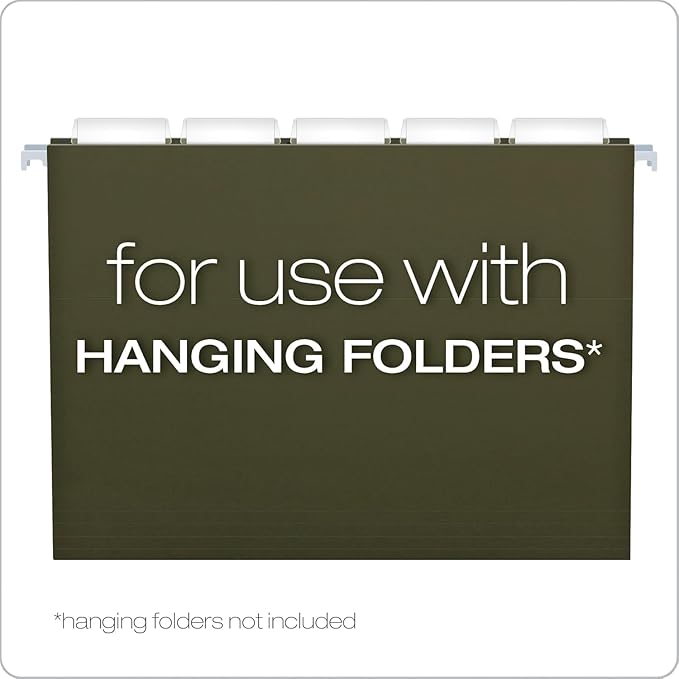 Pendaflex Hanging File Folder Tabs - 100 Sets of File Folder Labels - 2" File Tabs for Hanging Folders with 100 Inserts
