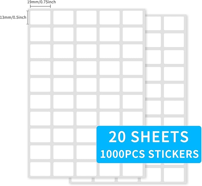 Multi-Use Removable Labels, 1/2" x 3/4",1000 PCS Blank Labels Total,Water/Oil/Tear Resistant/Ink Won't Smudge No Residue