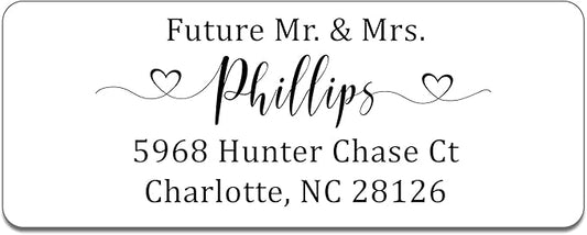 Personalized Return Address Labels Wedding - Set of 240 Elegant Custom Mailing Labels for Envelopes, Self Adhesive Flat Sheet Rectangle Personalized Name Stickers for Wedding Invitations (Heart 2)