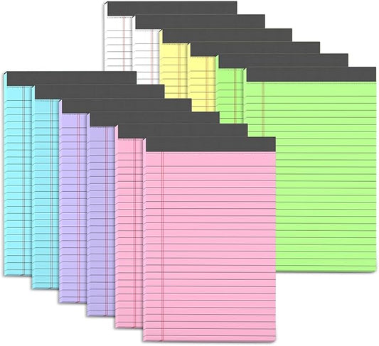 12 Pack Legal Pads 5x8 Inch Colorful Note Pads for Writing NotePads，Narrow Ruled Small Notepad 5x8 inch Legal Pad,30 Sheets Per Notebook Writing Pad for Study, Office, to-Do Lists(Multicolor)