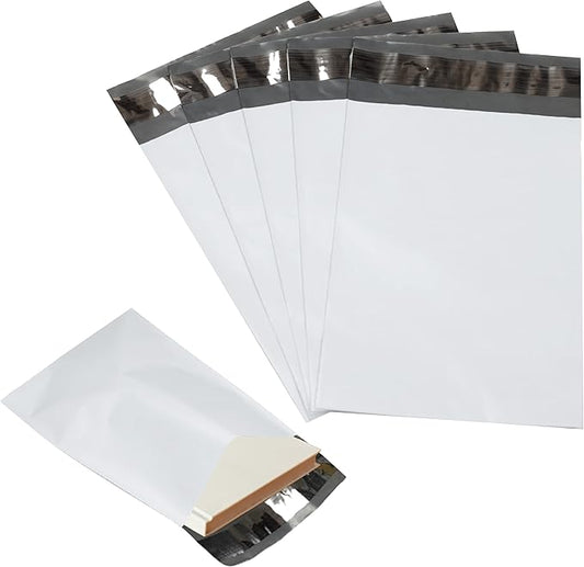 100 Pack Secure Seal White Poly Mailers - 14.5x19 Safe Shipping Bags - E-Commerce Self Sealing 2 Mil Poly Envelopes