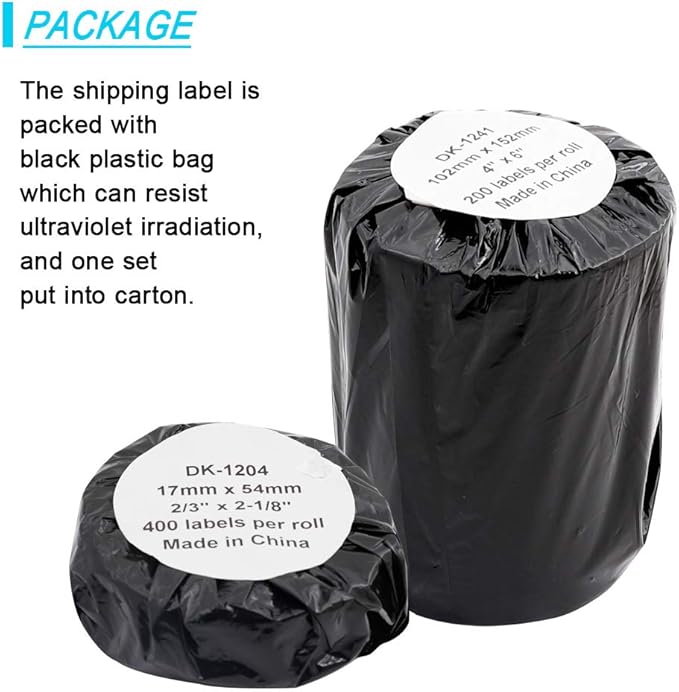 Label KINGDOM Replace for Brother DK-1241 Die-Cut 4" x 6" Large Shipping White Paper Labels (102 mm x 151 mm) 200/ Roll DK Labels for QL-1110NWB Printer (4 Rolls + 1 Detachable Frame)