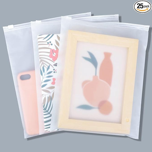 Swimsuit Bags, 25 Pack 8x10 inch Shirt Bags for Small Business, Plastic Bags for Clothes, Bikini, Underwear, Makeups, Resealable Ziplock Packaging Bags, Storage Bags with Zipper, 3 Mil