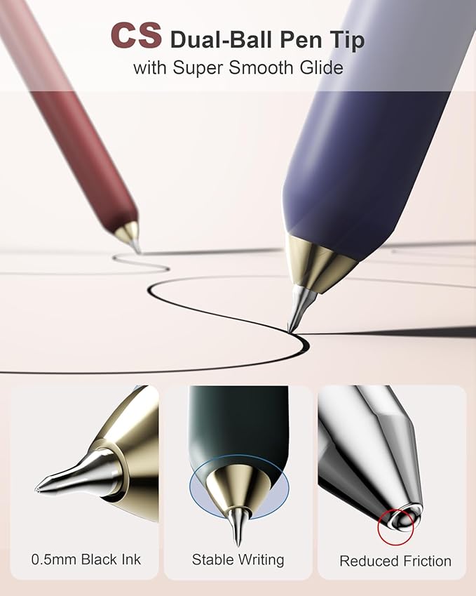 SUNEE Gel Pens, 6 Pack 0.5mm Pens Fine Point Smooth Writing Pens with Quick-Dry Black Ink, Cute Aesthetic School Office Note-Taking Pens for Journaling - Vintage