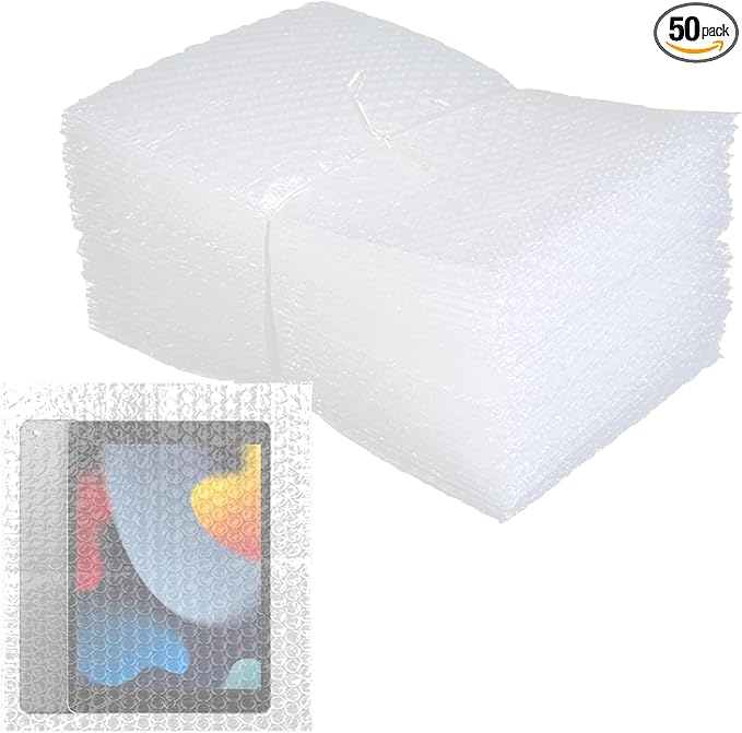 50Pcs Bubble Pouche Wrap, 12”x16” Bubble Bags for Shopping, Double Wall Bubble Cushioning Wrap Bags for Mailing Packing, Moving and Storage Fragile China Dishes Electronic Item