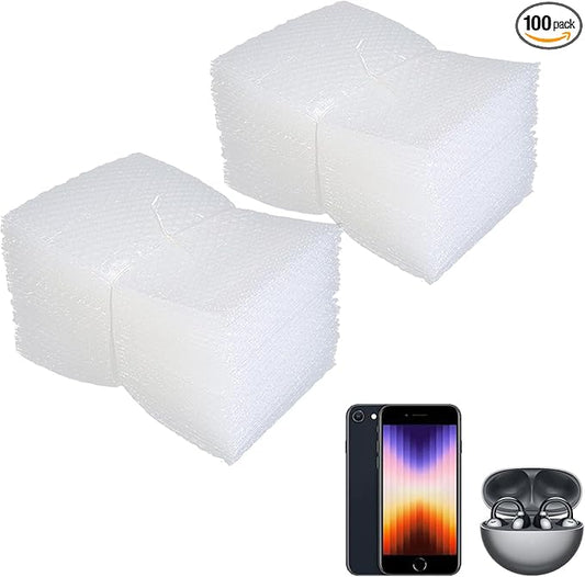 100Pcs Bubble Pouche Wrap, 6”x8” Bubble Bags for Shopping, Double Wall Bubble Cushioning Wrap Bags for Mailing Packing, Moving and Storage Fragile China Dishes Electronic Item