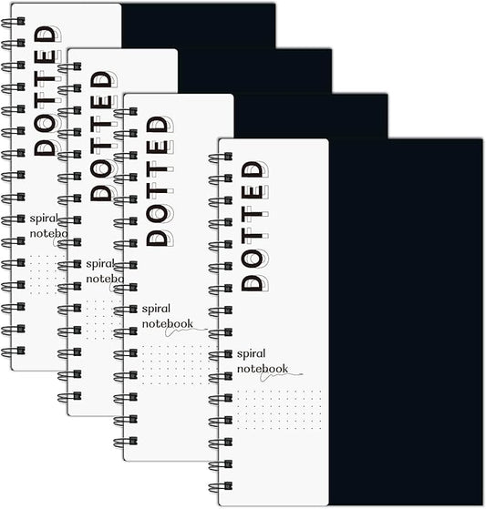 A5 Dotted Journal Spiral Notebook 8.5" x 5.7"-4 Pack Dot Grid Notebook Hardcover Notebook 120 Pages 100 GSM Thick Dotted Paper Notebook Hardcover Journal for School, Office, Artist
