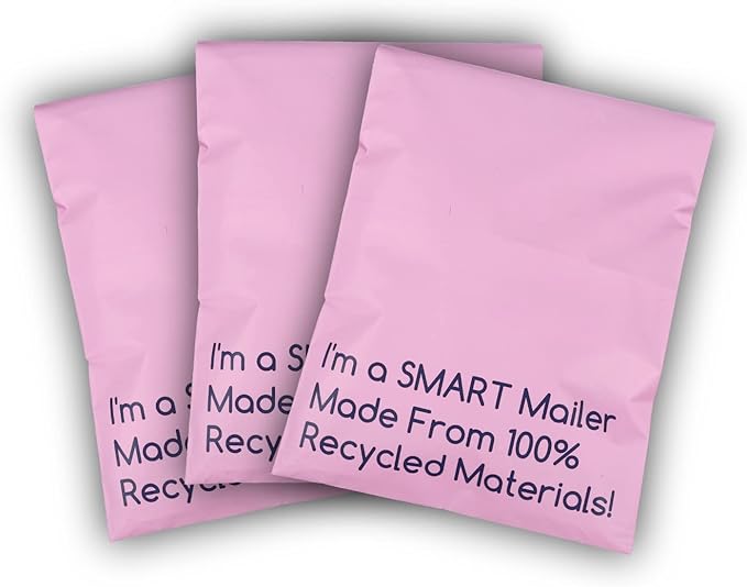 100 Count, 12x15.5 inch 100% Recycled Poly Mailers Eco Friendly Packaging Envelopes Supplies Mailing Bags 2.5 Mil Thick - SMART Mailer