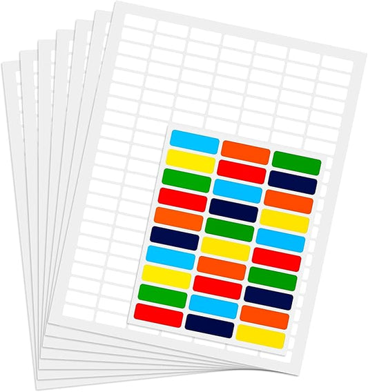 White Rectangular Labels + Bonus Color Stickers - White Color-Coding Labels with Laser Printer Template Included 1630 Pack - 5 Cases