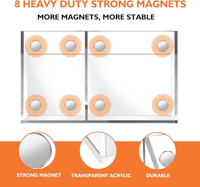 Ameceres Magnetic Pen Holder Classroom Organization Acrylic Marker Holder for Whiteboard Refrigerator Locker Accessories Pencil Dry Erase Marker Basket (2 Compartments * 1)