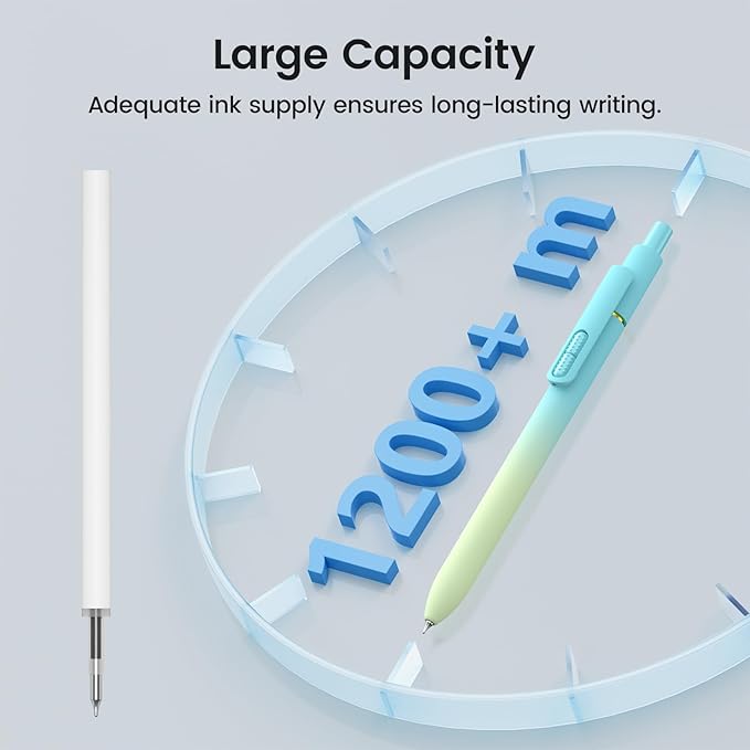 8Pcs Black Gel Pens - 0.7mm Medium Point Black Ink Pens | Smooth Writing - Quick Drying Retractable Pen for Men Women (Gradient - 8Pcs)