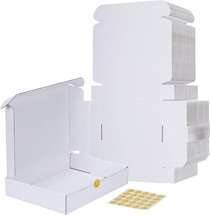 RLAVBL 11x8x2 Shipping Boxes Set of 25, White Corrugated Cardboard Box for Packing, Mailing, Business