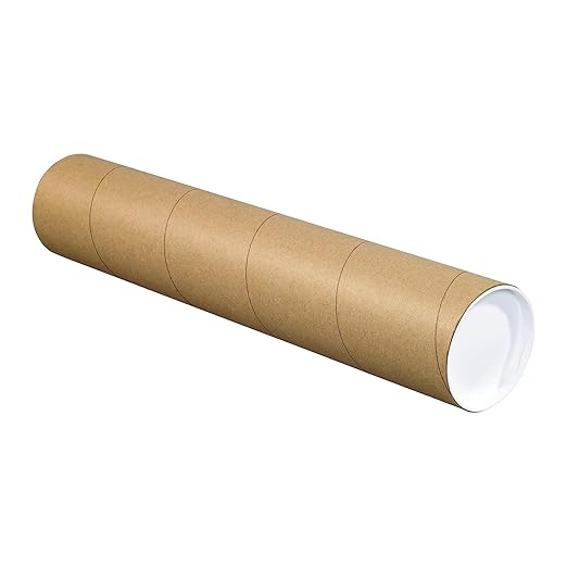 PARTNERS BRAND Cardboard Tubes with Caps, 48"L x 4"W x 4"H, Pack of 15 | Poster Tube for Mailing and Storage of Blueprints, Artwork, Crafts, Long Art Holder, 48 inches