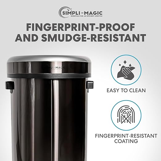 65 Liter / 17 Gallon Open Top Trash Can, Elegant Black Finish