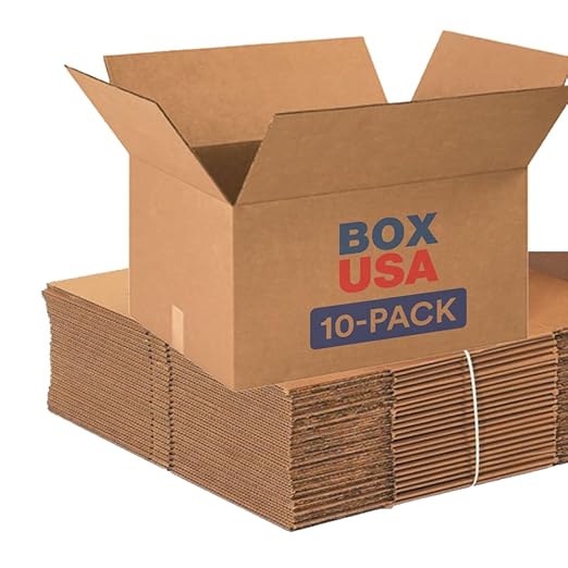 BOX USA Moving Boxes Large 23"L x 17"W x 12"H 10-Pack - Corrugated Cardboard Box for Shipping, Mailing, Packing, Packaging and Storage