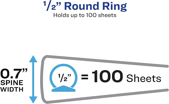 Avery Economy View 3 Ring Binders, 0.5" Round Rings, 100-Sheet Capacity, Black, 4 Pack (17701)