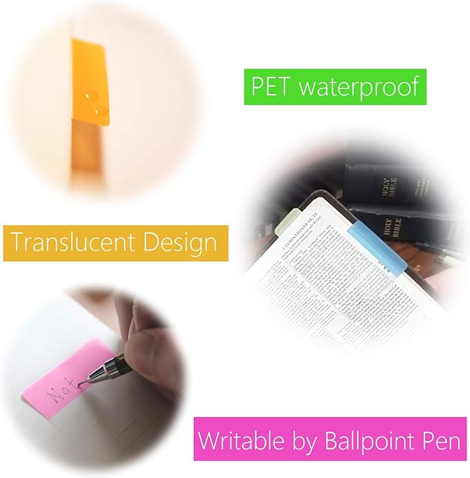 KICNIC Sticky Tabs 480 Pcs, Adhesive Book Tabs, Page Markers, 1 Inch, 2 Inch, 3 Inch Annotation Tabs, Labels for Books, Notebooks, Files, Binders, Bible, Flags for Office and School Use (10 Colors)