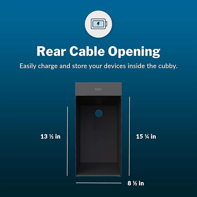 Vari Hanging Desk Cubby - Under Desk Easy Mount Office Organizer & File Storage Holder - Durable Powder-Coated Steel with Writable Glass Marker Board - Ideal Home or Office Accessory - 50 lb Capacity