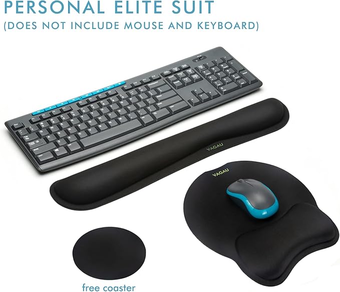 VAGAU Premium Keyboard Wrist Rest and Mouse Pad Wrist Support, Ergonomic Memory Foam Set for Office, Laptop, Mac, Computer and Gaming, Comfortable Typing &Wrist Pain Relief